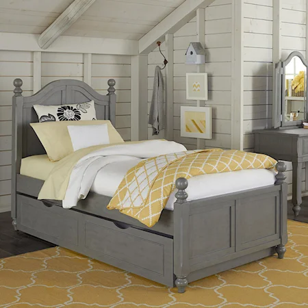 Twin Bed with Arched Headboard and Trundle